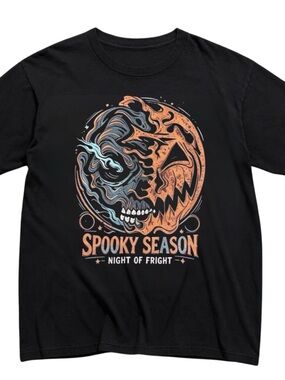 Gildan Black Short Sleeve Tee with Halloween Skull Graphic